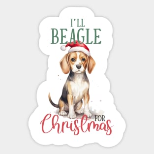 Christmas Beagle Pun Sticker